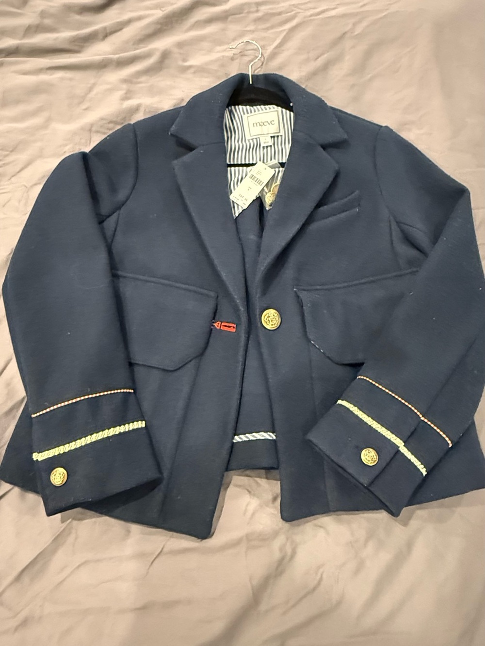Maeve Navy Pea Coat with Gold Buttons